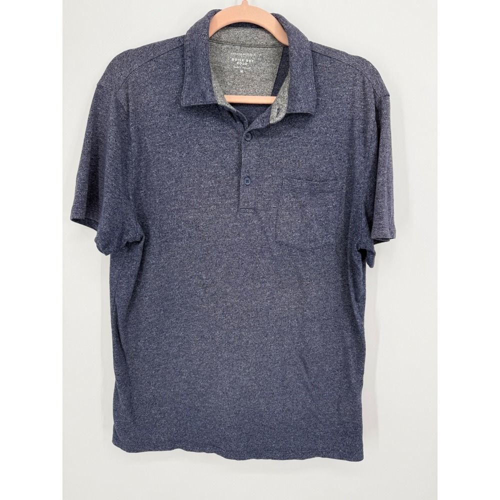 Banana Republic Polo Shirt Mens Medium Navy Blue Quick Dry Heathered Pocket